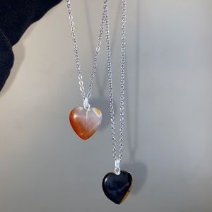 natural crystal, heart shape necklaces:) perfect for valentines day🌞